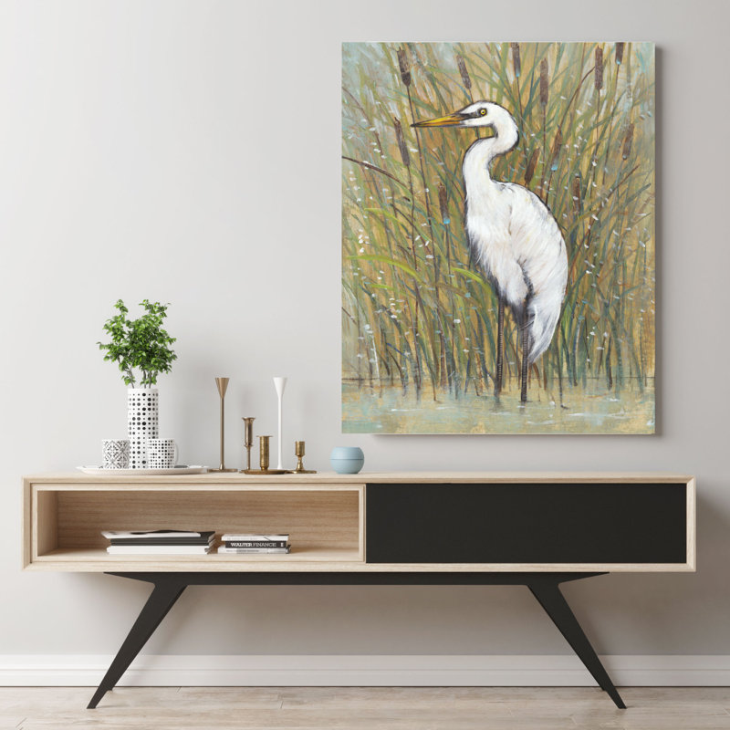 Highland Dunes White Egret I Wrapped Canvas Graphic Art On Canvas Wayfair