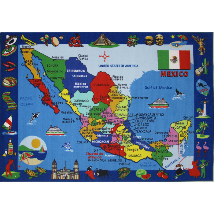Corina Map Of Mexico Kids Rug