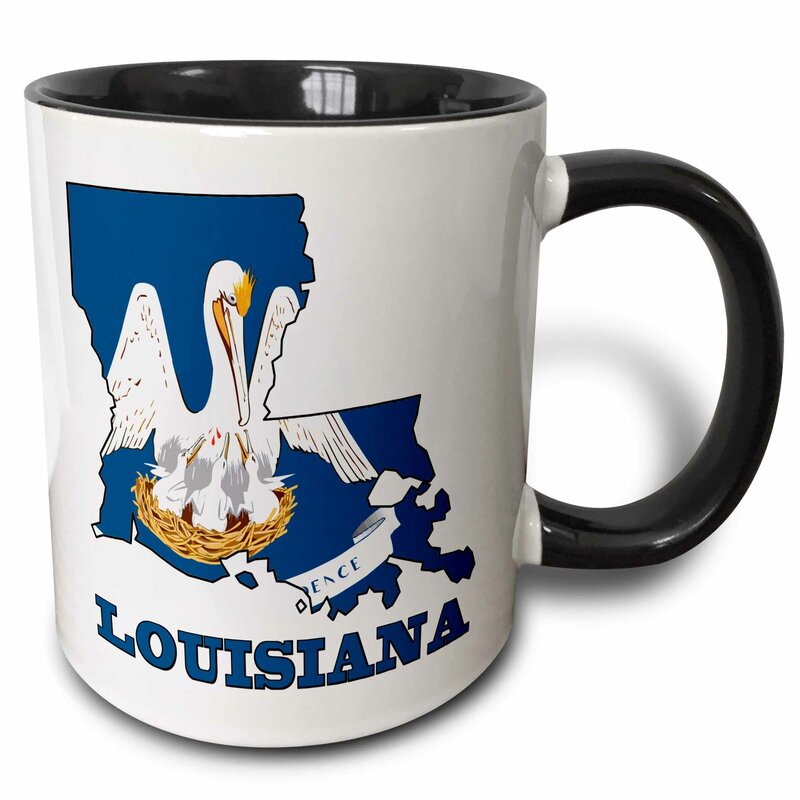 East Urban Home Louisiana State Flag In The Outline Map And Letters For Louisiana Coffee Mug Wayfair