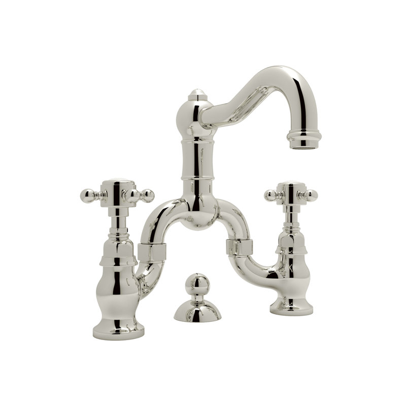 Rohl Acqui Deck Mount Bridge Lavatory Faucet With Cross Handles In Tuscan Brass Wayfair