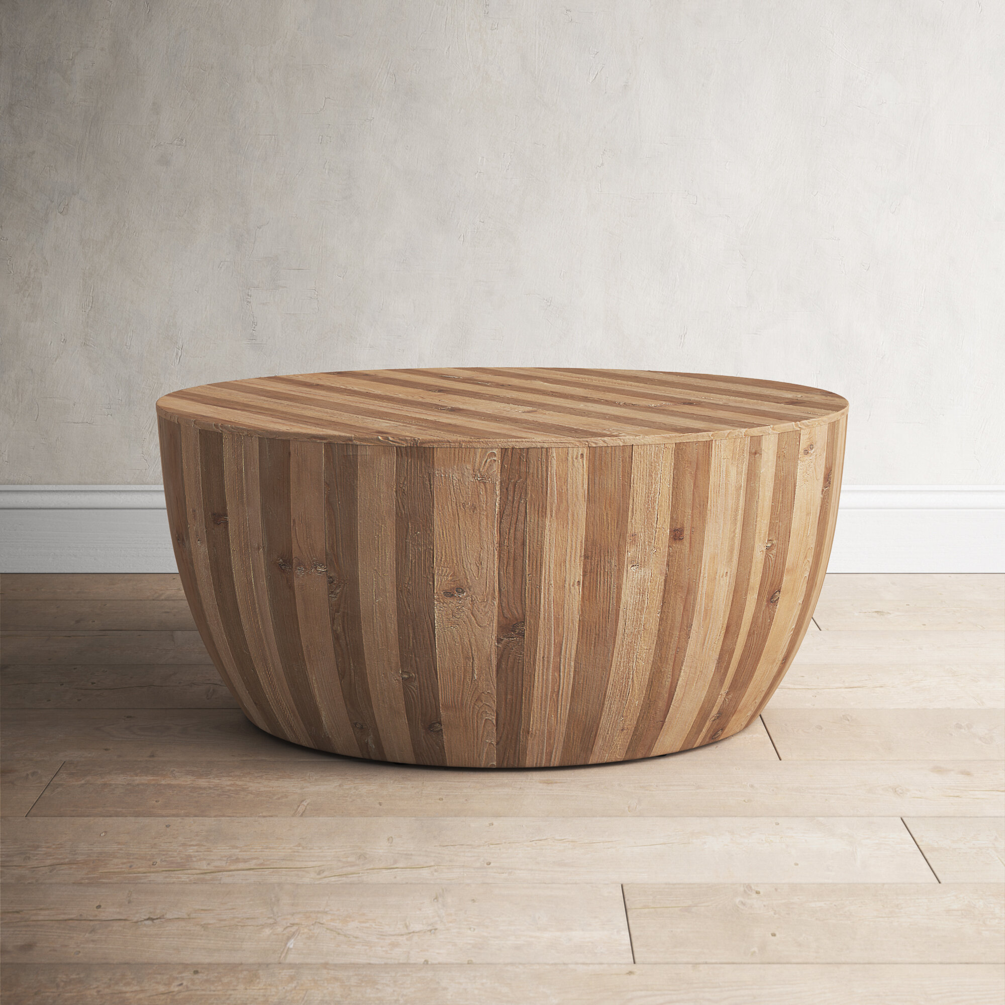 bandla solid wood drum coffee table