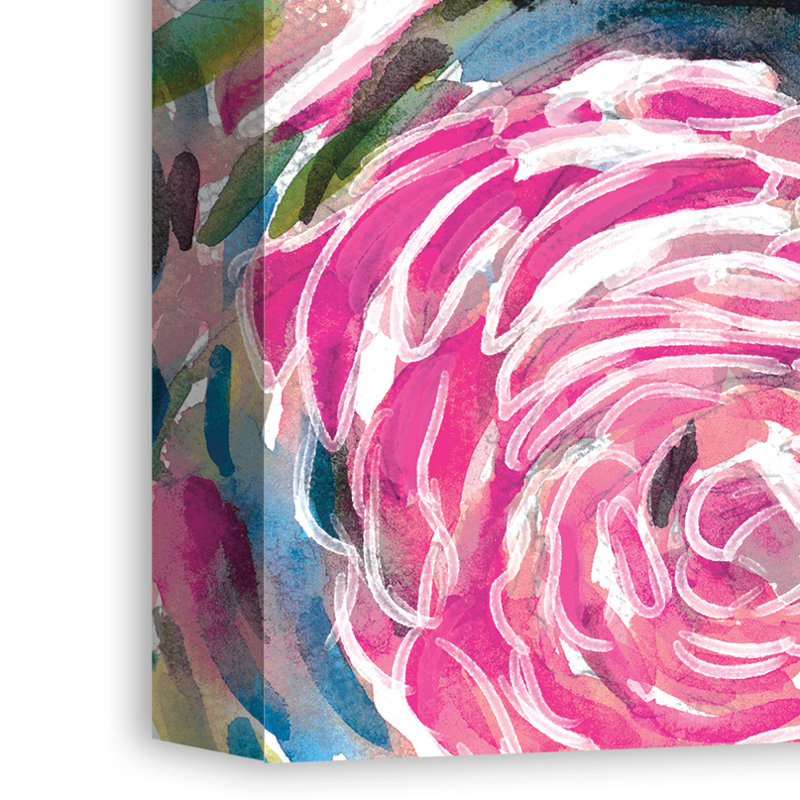 Bungalow Rose Painterly Pink Flower Acrylic Painting Print On