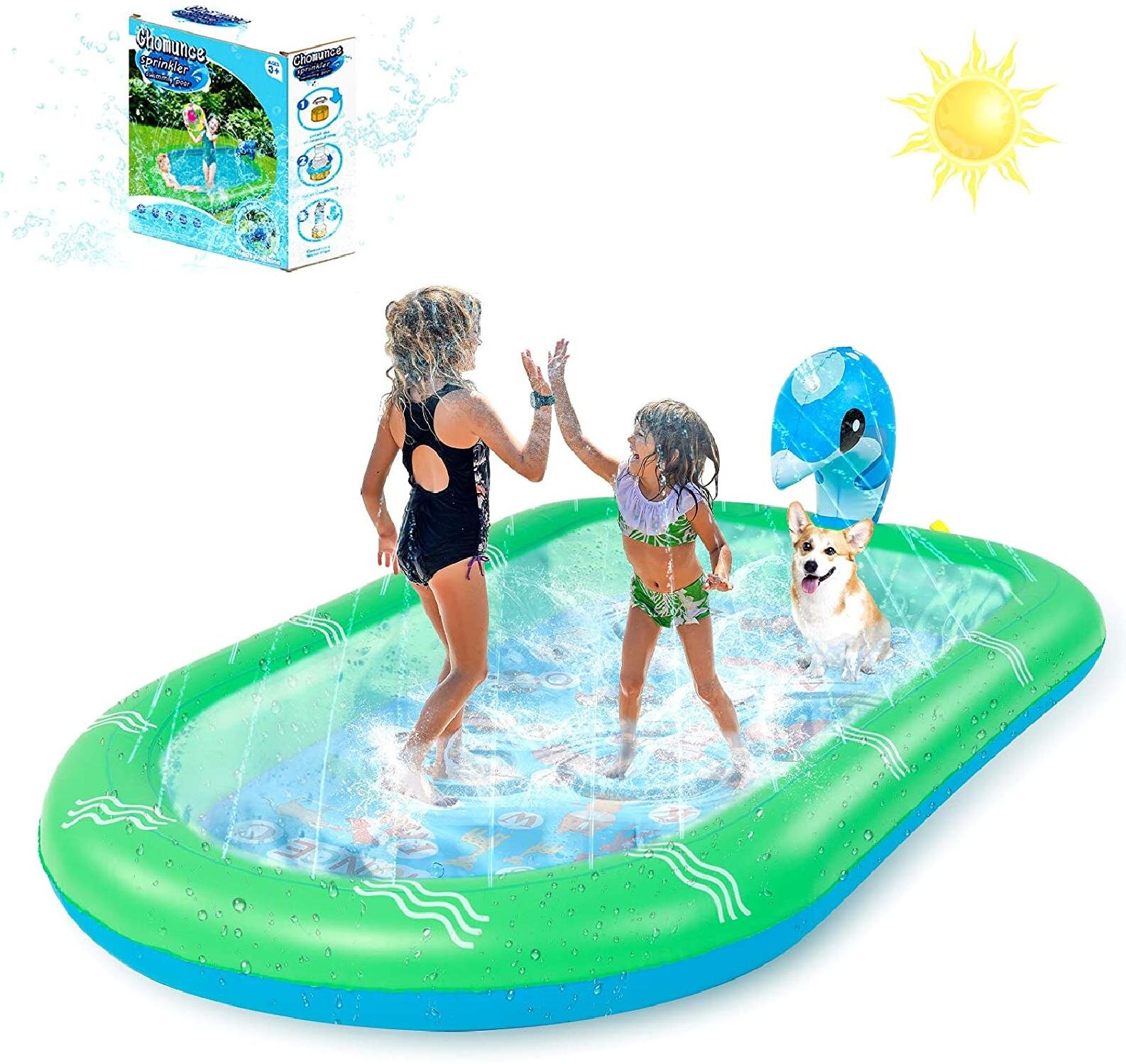 MingshanAncient Kids Inflatable Sprinkler Pool, Water Jet Pool, Baby ...