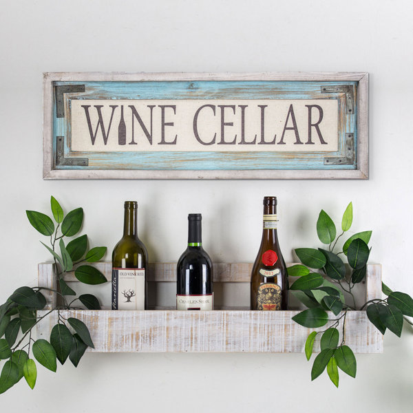 August Grove Wine Cellar Wood Framed Canvas Sign Farmhouse Wall