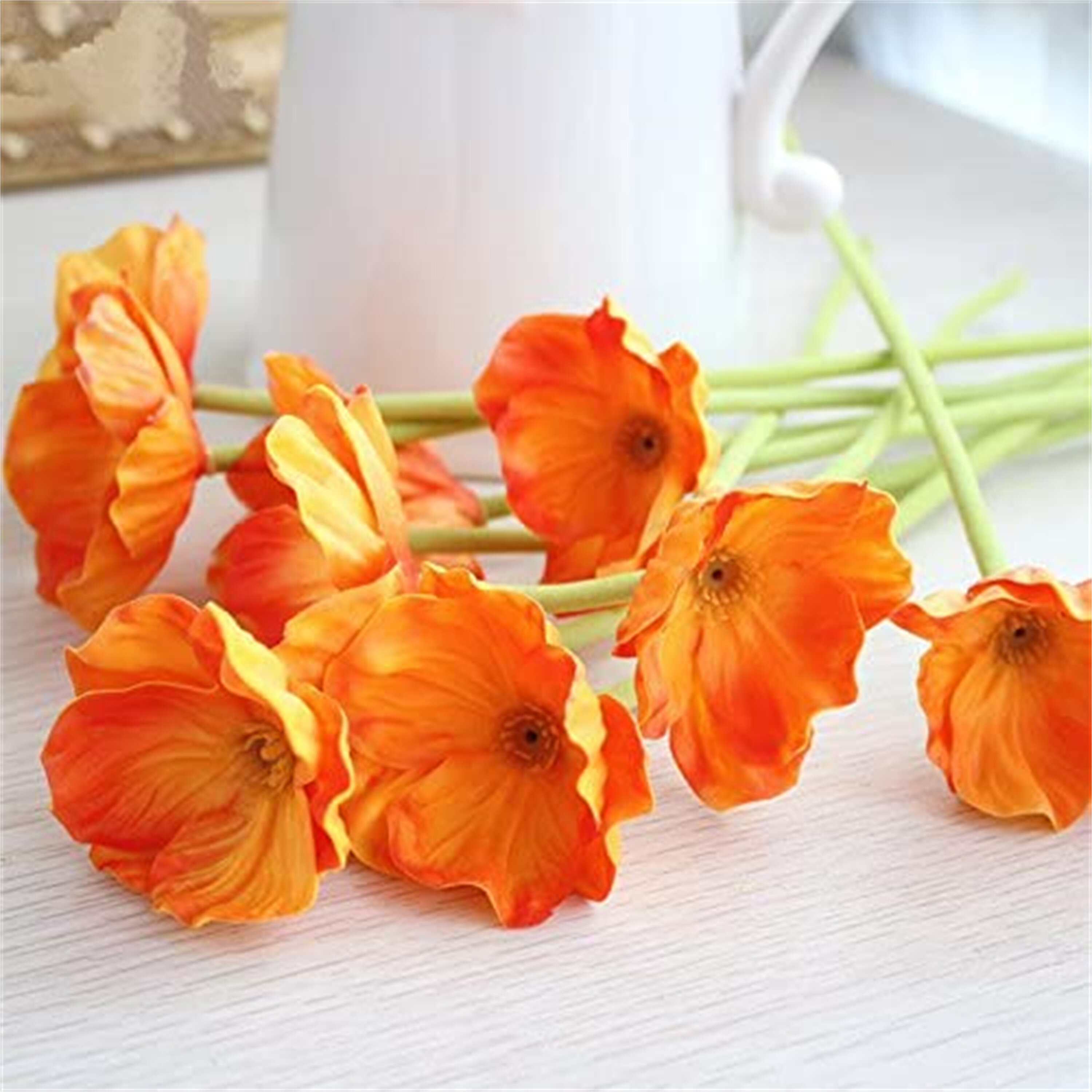 10 PCS Latex Corn Poppies Decorative Silk Fake Artificial Poppy Flowers for Wedding Holiday Bridal Bouquet Home Party Decor Bridesmaid Bouquets