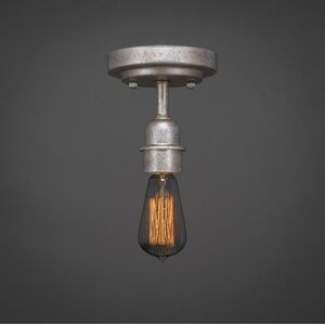 Kash 1-Light Aged Silver Metal Semi-Flush Mount