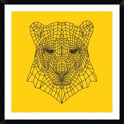 'Panther Head Yellow Mesh' Framed Graphic Art Print Naxart Size: 36