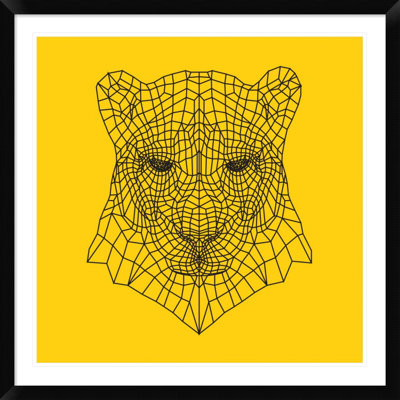 'Panther Head Yellow Mesh' Framed Graphic Art Print Naxart Size: 36