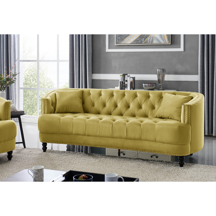 Rosdorf Park Schreiber 87'' Velvet Recessed Arm Sofa Wayfair