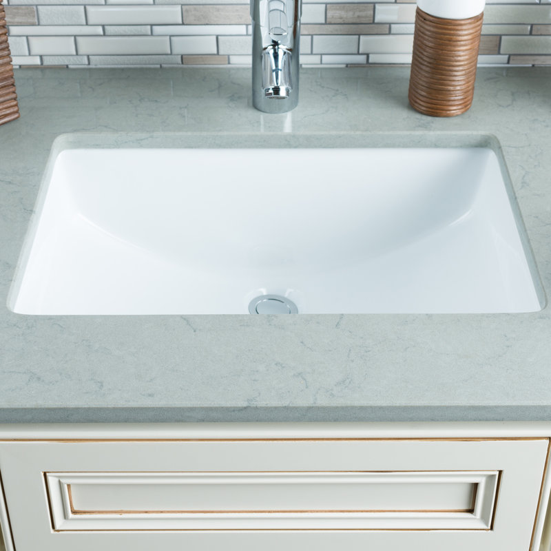 Ceramic Rectangular Undermount Bathroom Sink With Overflow