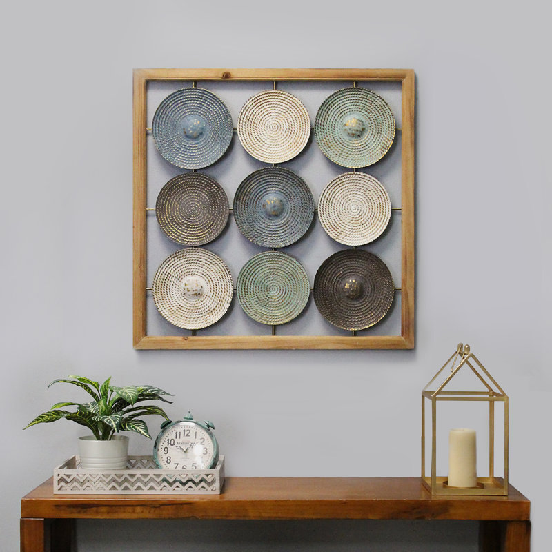 World Menagerie Wood Frame And Metal Plates Wall Décor Reviews Wood Frame And Metal Plates Wall