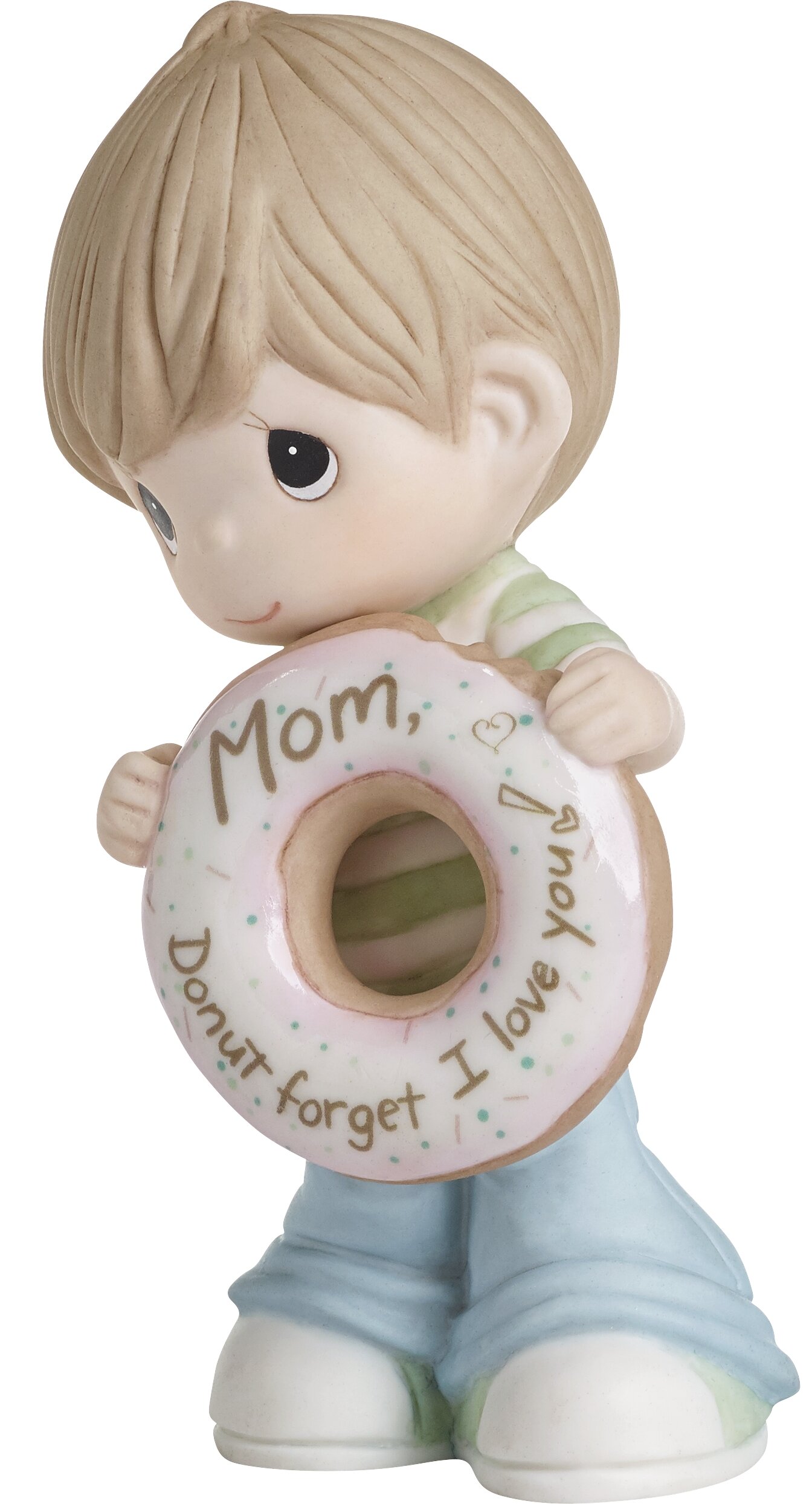 Precious Moments 193014 Mom Forget I Love You Boy with Donut Bisque Porcelain Figurine Multicolor One Size 