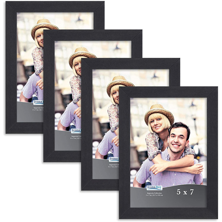 Wood Folding Vertical Photo Frames for 3 5x7 Photos w/ Real Glass Coffee Walnut 
