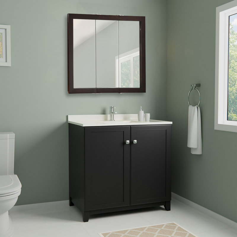 Searle Surface Mount Framed 3 Door Medicine Cabinet With 2