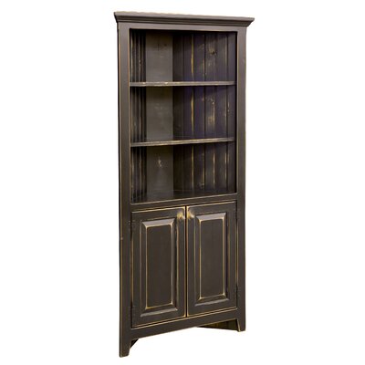 August Grove Vannie 34.75" Wide White Pine Wood Dining Hutch  Color: Distressed Spicey Mustard