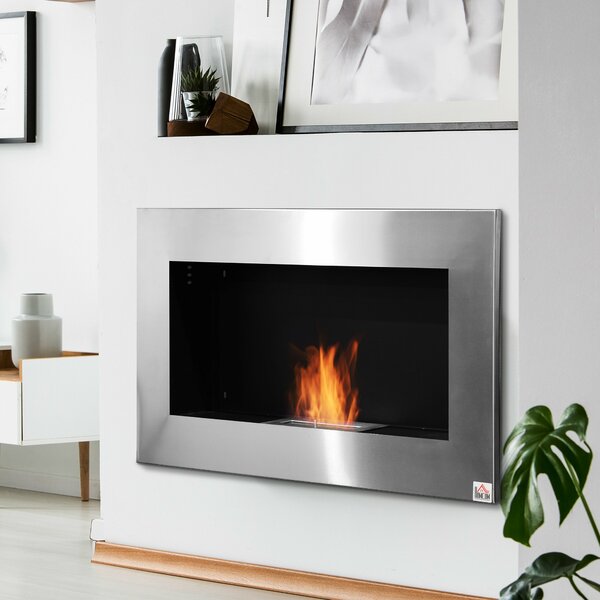 Bio Ethanol Fireplace RIVIERA DELUXE Black Wall Fire Place with Firebox 1 Liter 
