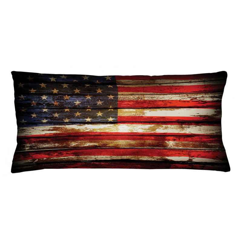 Ebern Designs Wismar American Flag Wooden Outdoor Cushion Cover