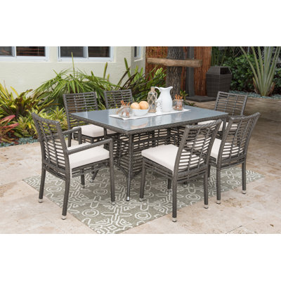 7 Piece Dining Set With Sunbrella Cushions Panama Jack Outdoor