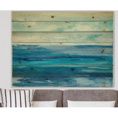 Out to Sea - Nautical and Beach Print on Natural Pine Wood