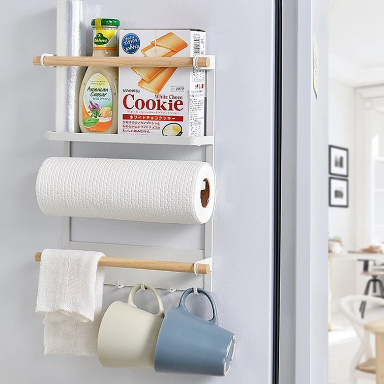 Prep Savour Metal Shelf Fridge Shelf Paper Towel Roll Holder Storage Rack Spice Hang Rack Decorative Kitchen Organizer Wayfair