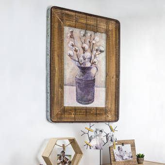 August Grove Rustic Flower Still Life Painting Print On Wood