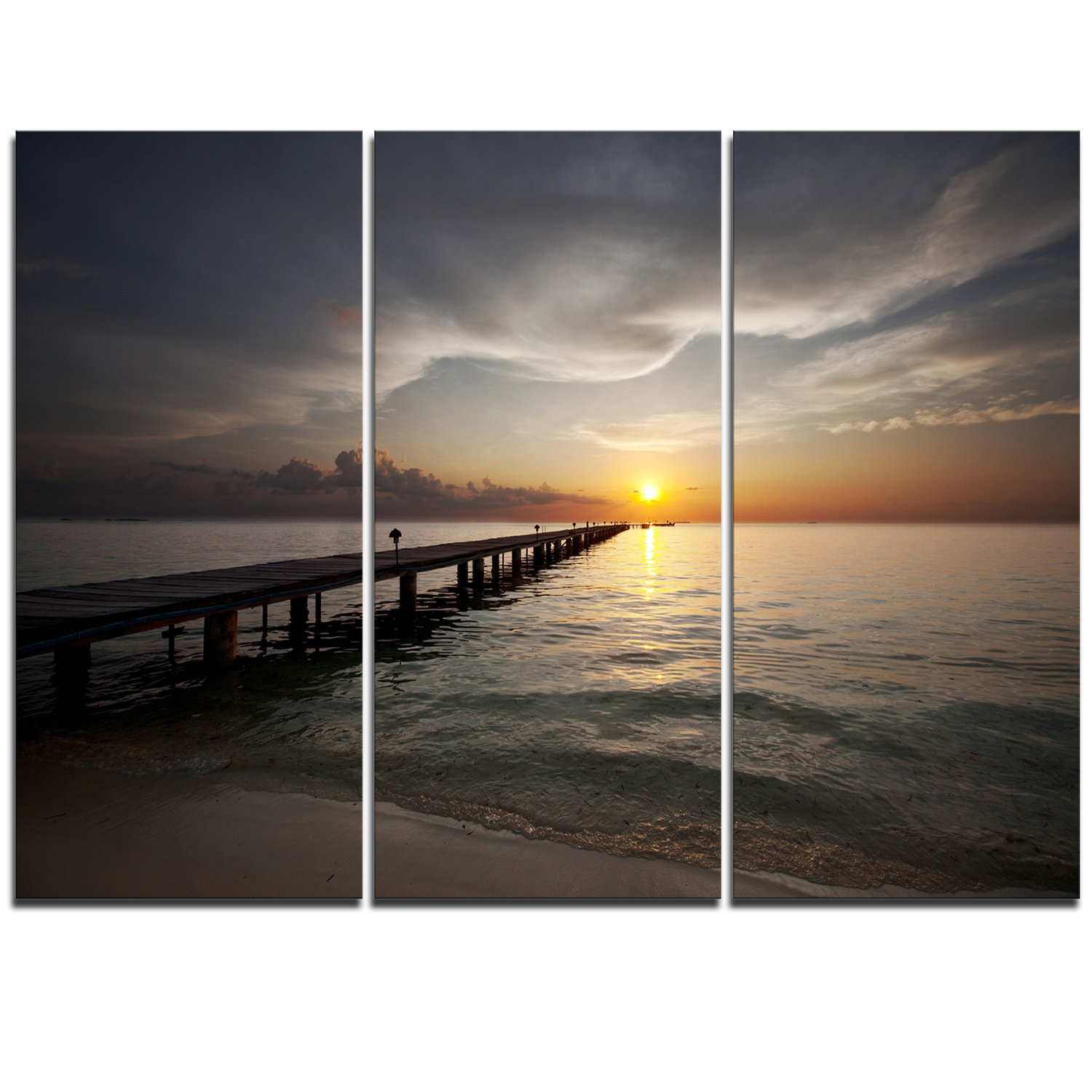 3pc Sunset Sea Beach Landscape Canvas Print Painting Wall Art Picture w//frame US