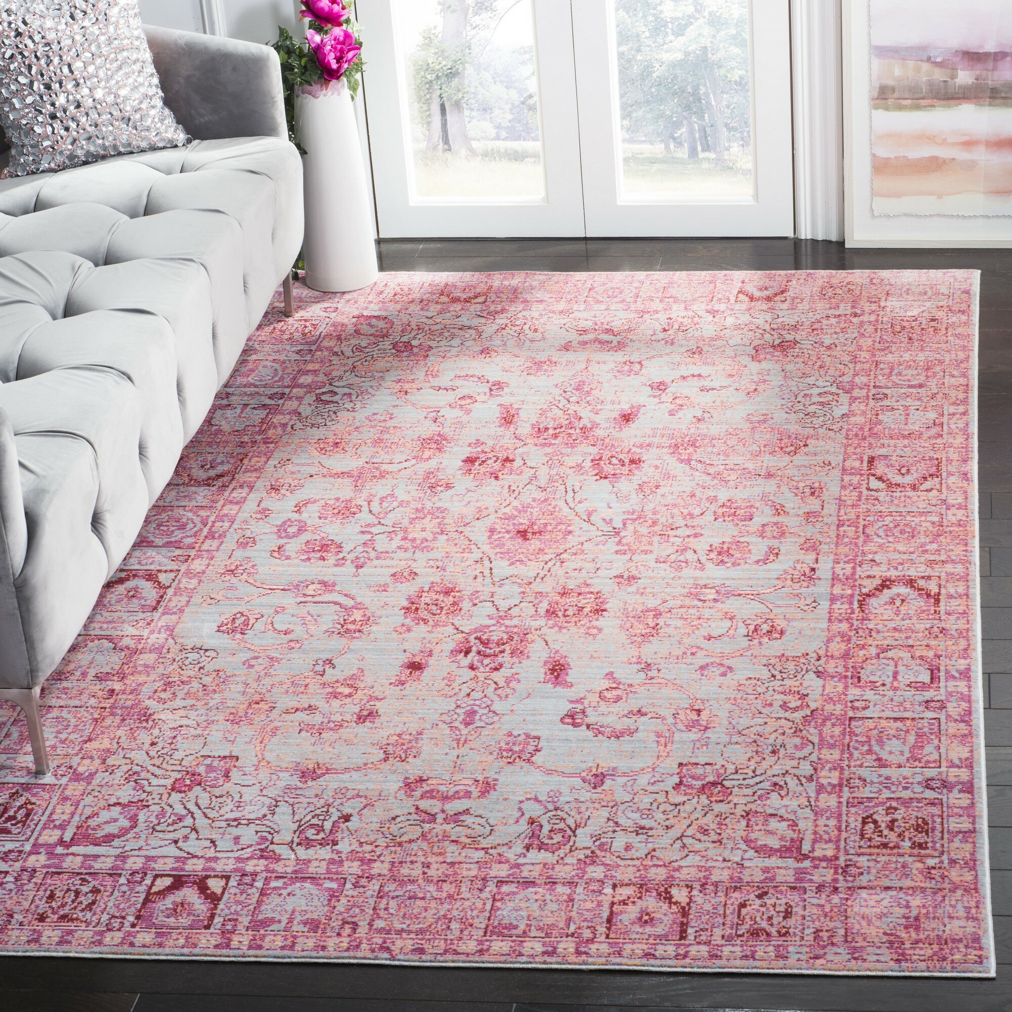 Ophelia & Co. Chantae Power Loom Performance Pink Rug & Reviews | Wayfair