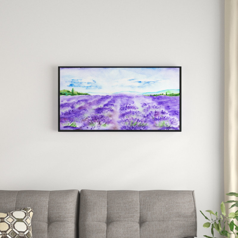 East Urban Home Lavender Fields Watercolor Painting Print Wayfair