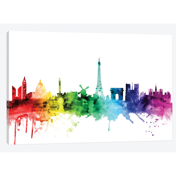 East Urban Home Rainbow Skyline Series Paris France Painting