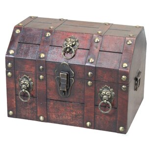 11.5" Pirate Treasure Chest Med Size Handcrafted Wood Assorted Colors 