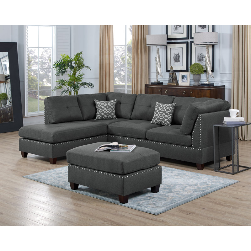 Winston Porter Sunnydale 105 Wide Reversible Sofa Chaise With Ottoman Reviews Wayfair Grey l shaped couch plus ottoman with storage selling for r3250. sunnydale 105 wide reversible sofa chaise with ottoman