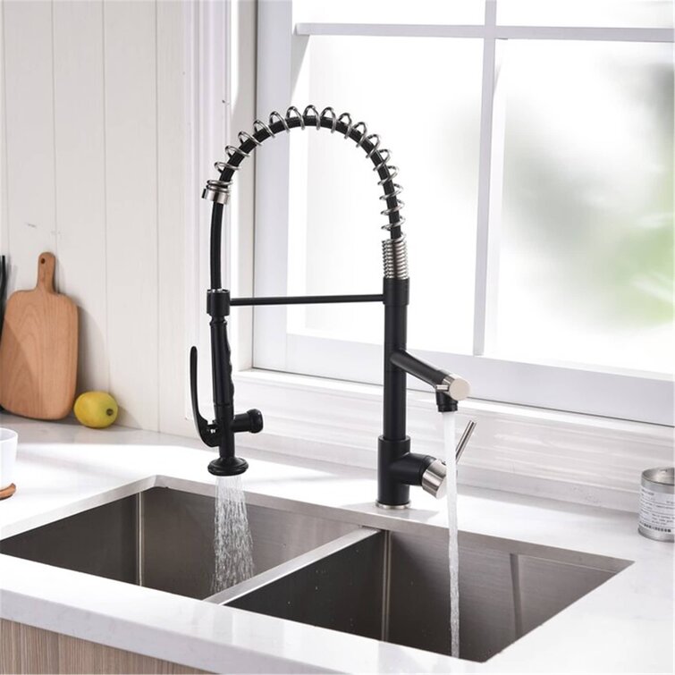 Brushed Nickel Kitchen Sink Mixer Pull Out Swivel Faucet Single Handle Brass Tap 