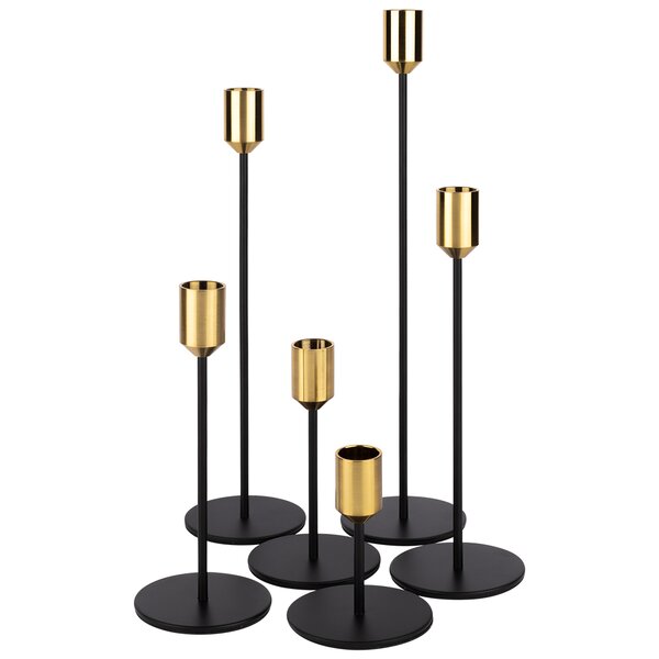 Romadedi Candlestick Holder Gold Candle Holder Brass Set of 3 Decorative Candle Holder for Taper Candle for Fireplace Mantel Dinning Table Home Wedding Decorations Gold 1 Set