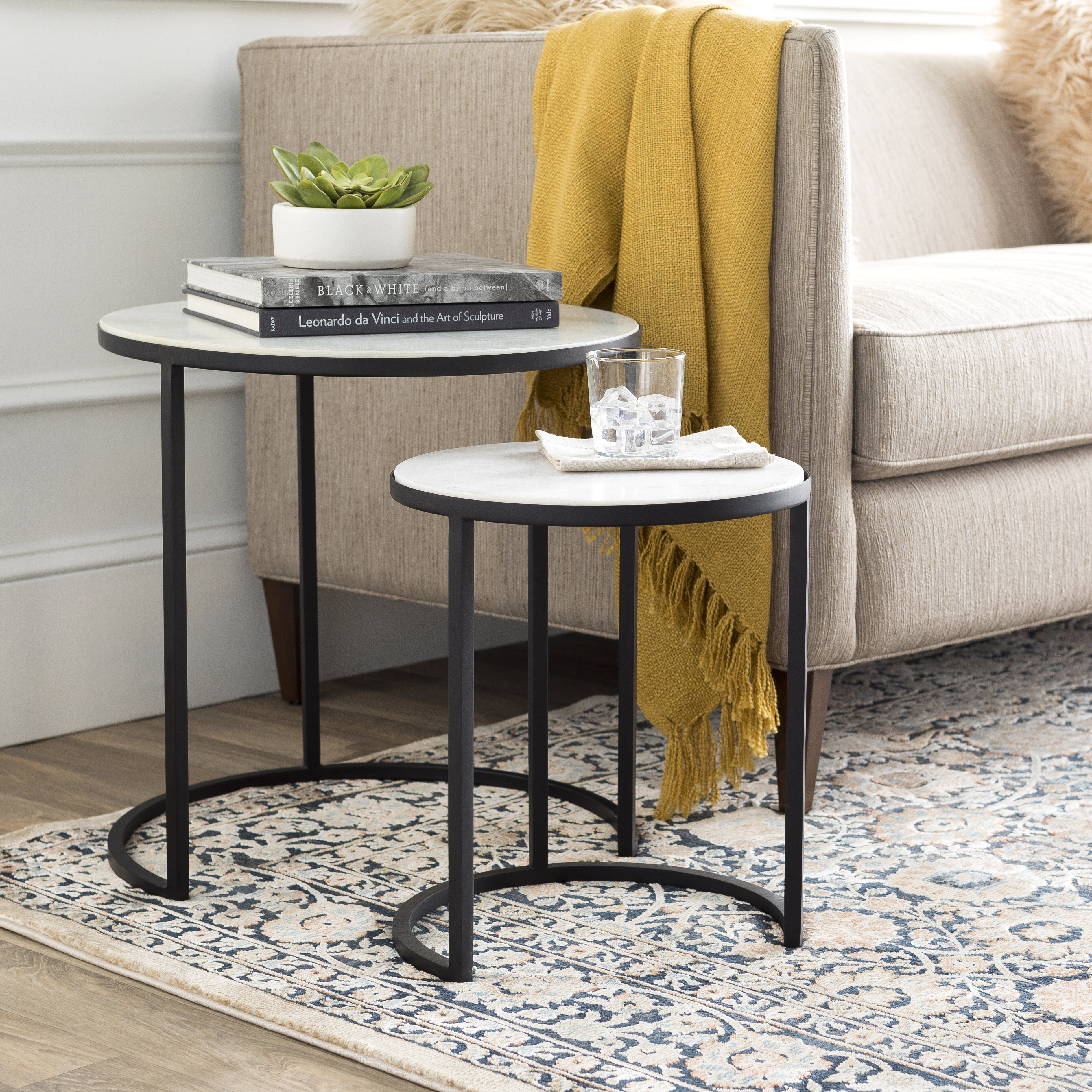 Hiram Marble Top C Table Nesting Tables Reviews Allmodern