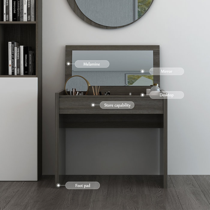 Latitude Run Makeup Table Vanity Dressing Table With Flip Desktop