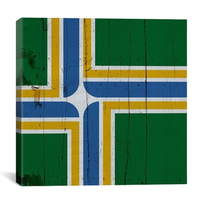 Portland Flag, Planks Graphic Art on Canvas Winston Porter Size: 12