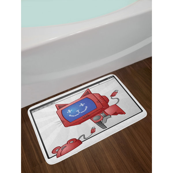East Urban Home Funny Computer Cat And Mouse Characters Cartoon Bath Rug Wayfair