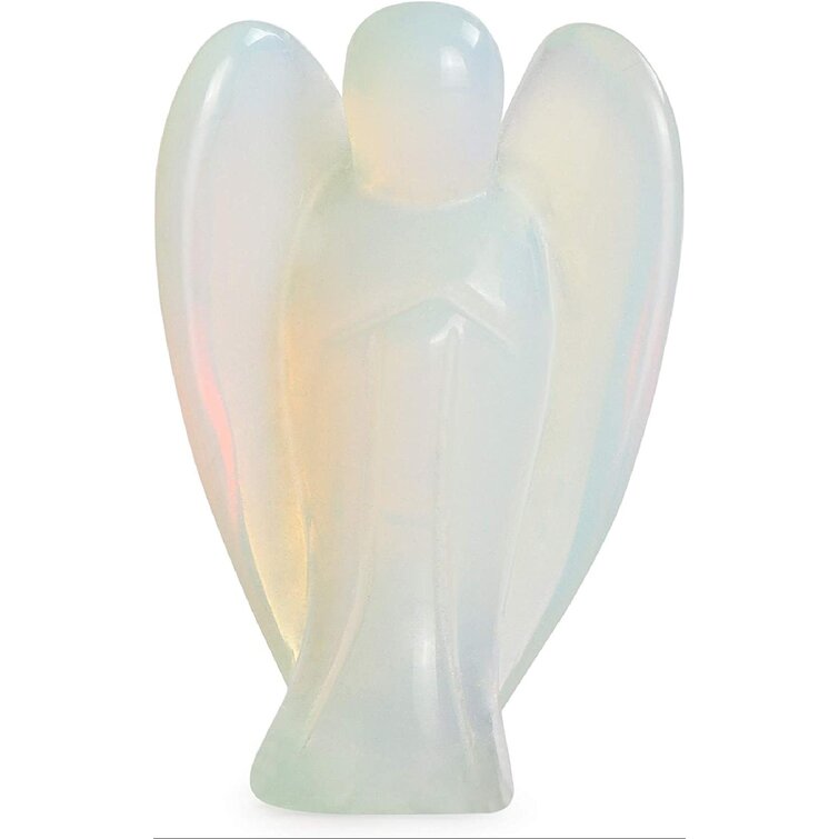 Carved Crystal Guardian Angel Figurine Pocket Stone Healing Statue Sculpture 