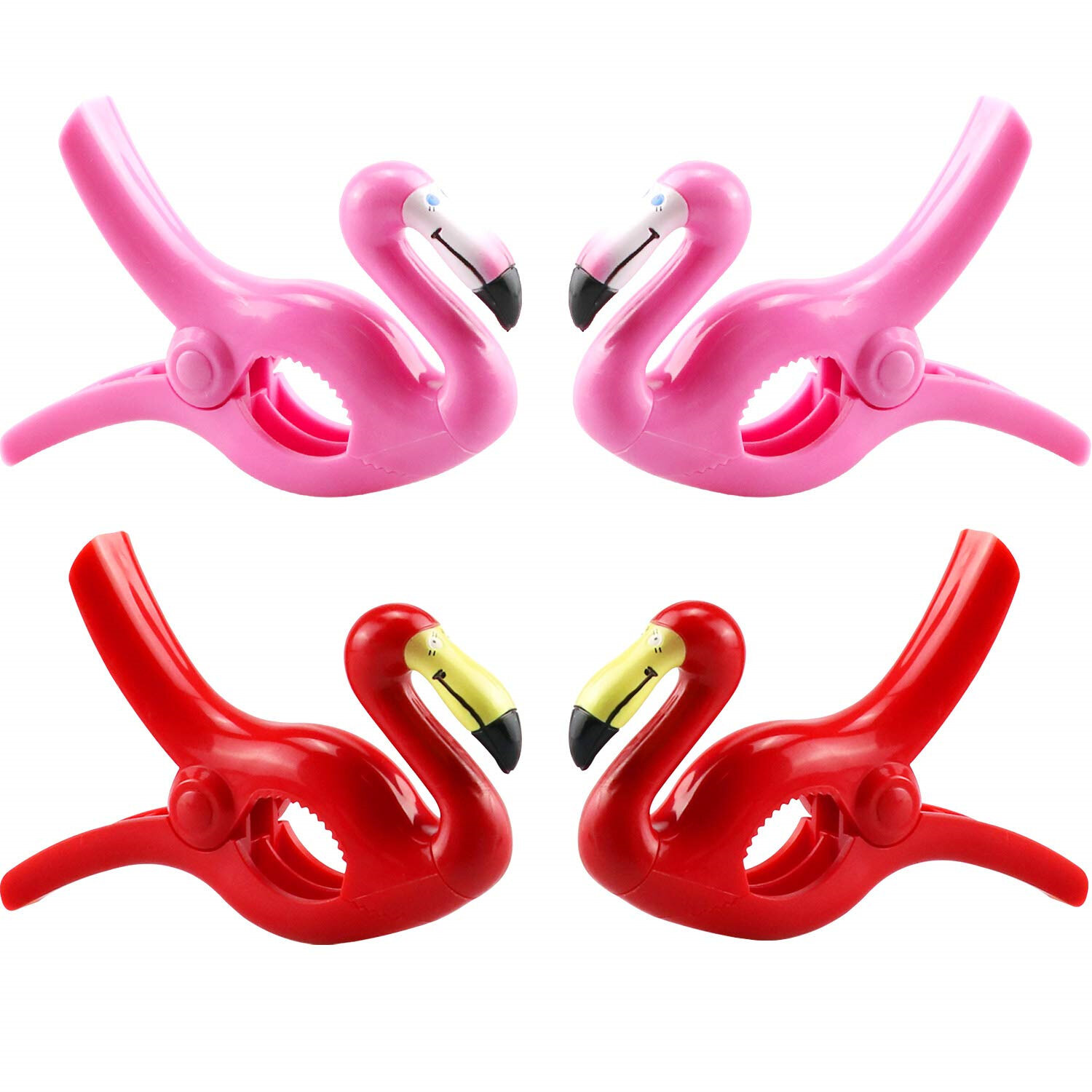 4 Pieces Beach Flamingo Towel Clips Flamingo Chair Holders Portable Parrot Towel Holders for Holiday Pool