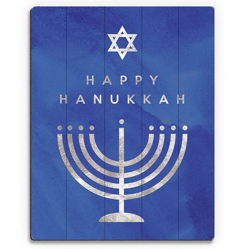 Click Wall Art Happy Hanukkah Menorah Graphic Art On Plaque Wayfair