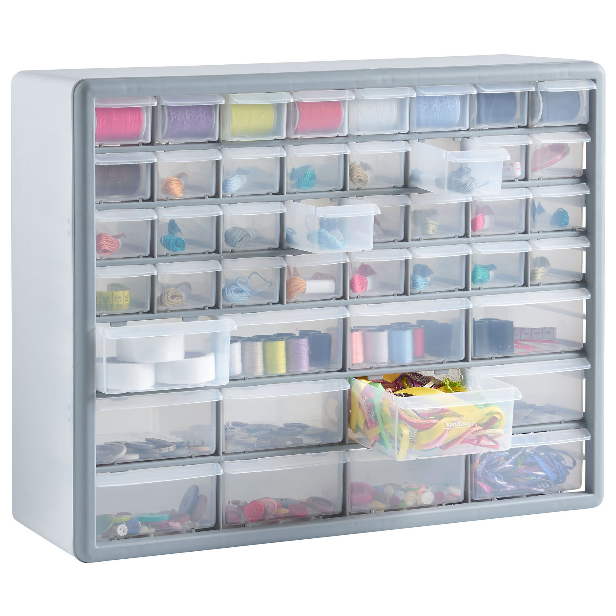 Vonhaus 44 Multi Drawer Storage Cabinet Organiser White Grey
