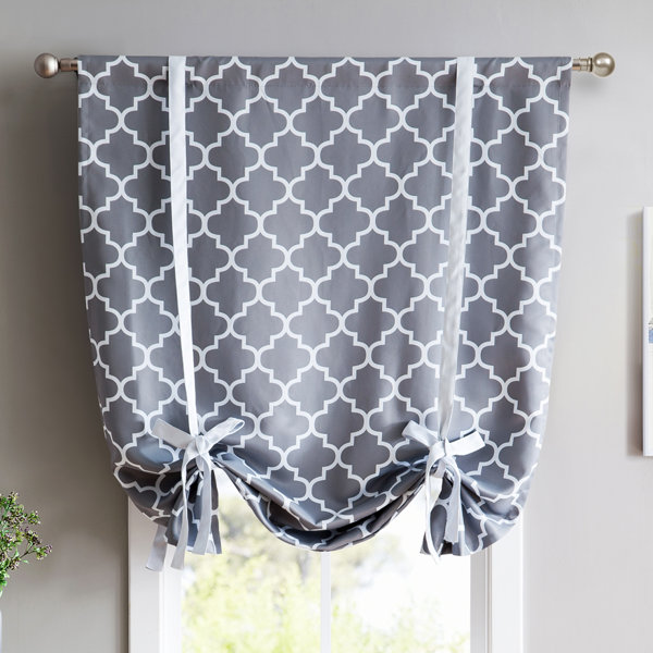 Bowknot Roman Curtain Tie Up Shade For Small Window Rod Pocket