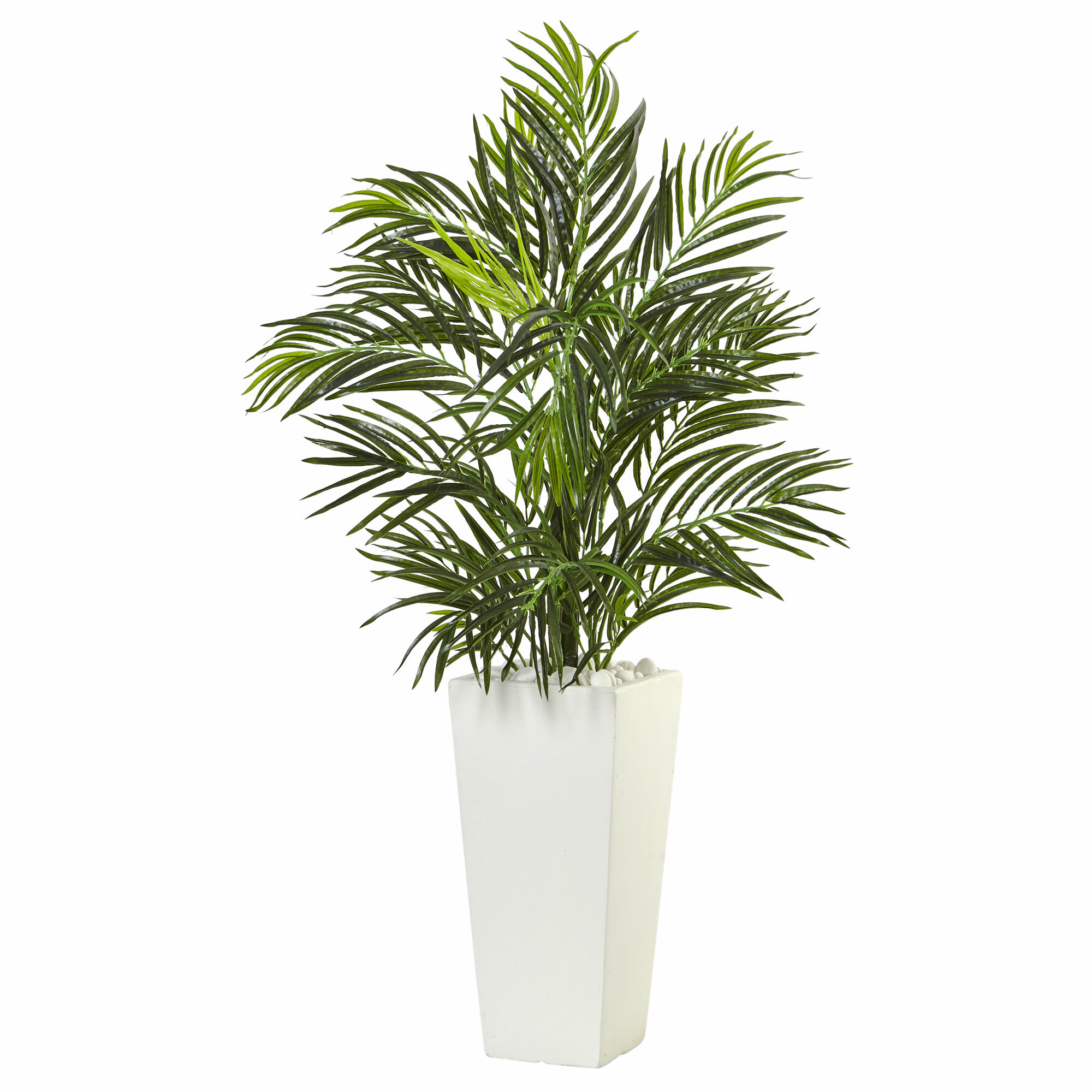 Пальма в горшке название фото Orren Ellis 39in. Areca Artificial Palm in White Square Planter & Reviews - Wayf