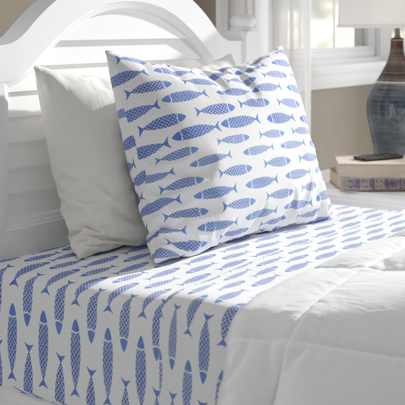 Nautica Woodblock Fish 200 Thread Count 100 Cotton Percale Sheet Set Reviews Wayfair