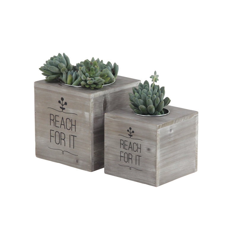 Wrought Studio Matsuda Rustic 2 Piece Wood Planter Box Set Wayfair