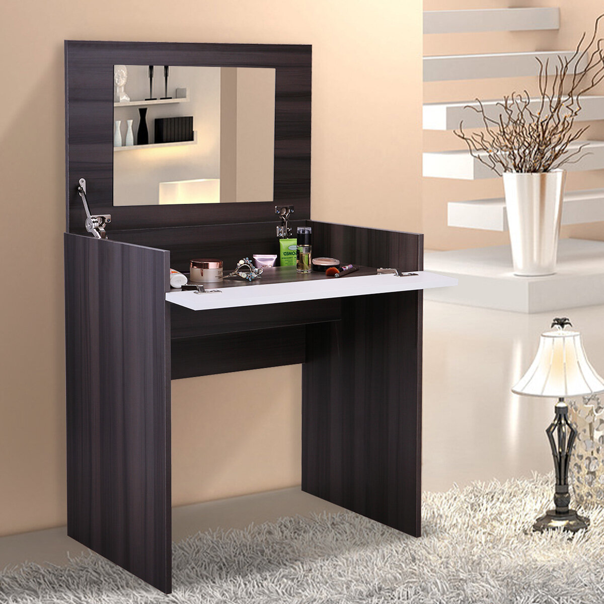 Ebern Designs Migel Flip Up Vanity With Mirror Reviews Wayfair