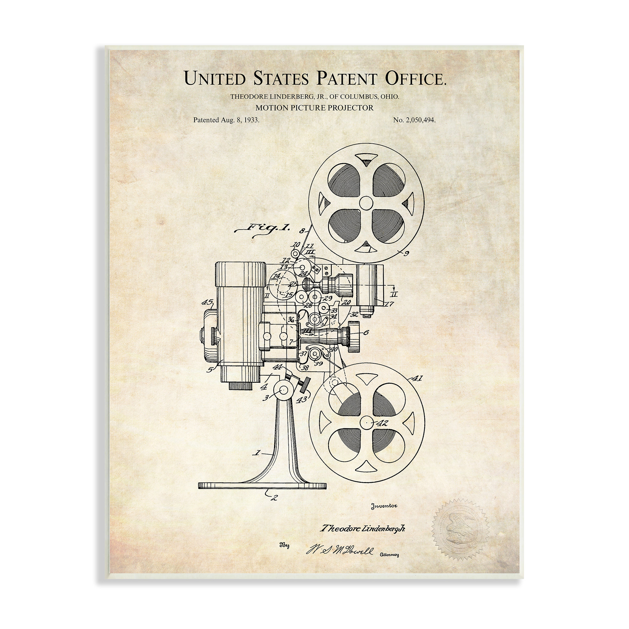 Stupell Industries Motion Picture Projector Patent Design Blueprint ...