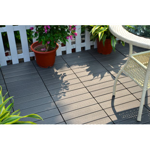 Deck Tiles Courtyard 12 X Composite Interlocking Deck Tile In Gray