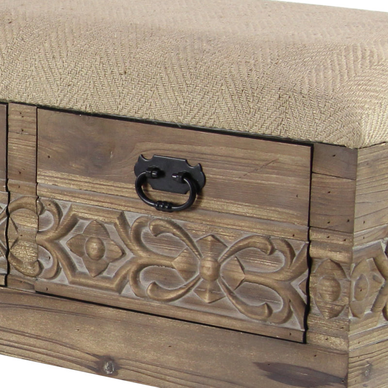 Bungalow Rose Gorgias Rustic Solid Wood 3 Drawer Storage Bench Reviews