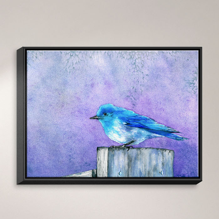 Dianochedesigns Bluebird Bliss Framed Watercolor Painting Print On Wrapped Canvas Wayfair